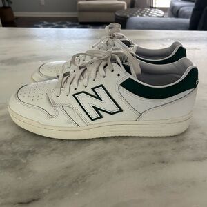 New Balance 480 White Leather/Green Men's Size 11.5 Pre-Owned No Box